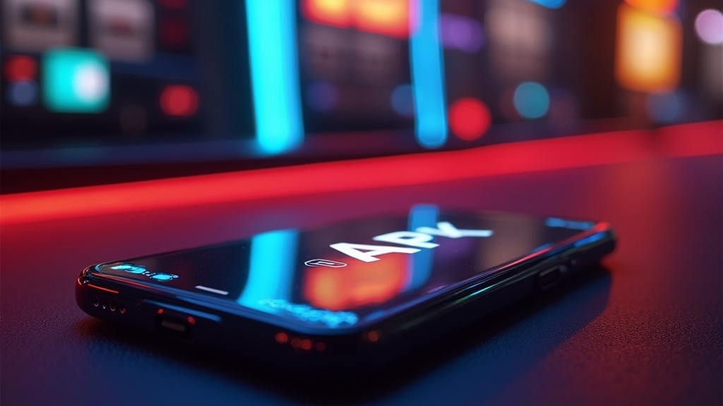 Celular Android com tela de download e ícone de arquivo APK